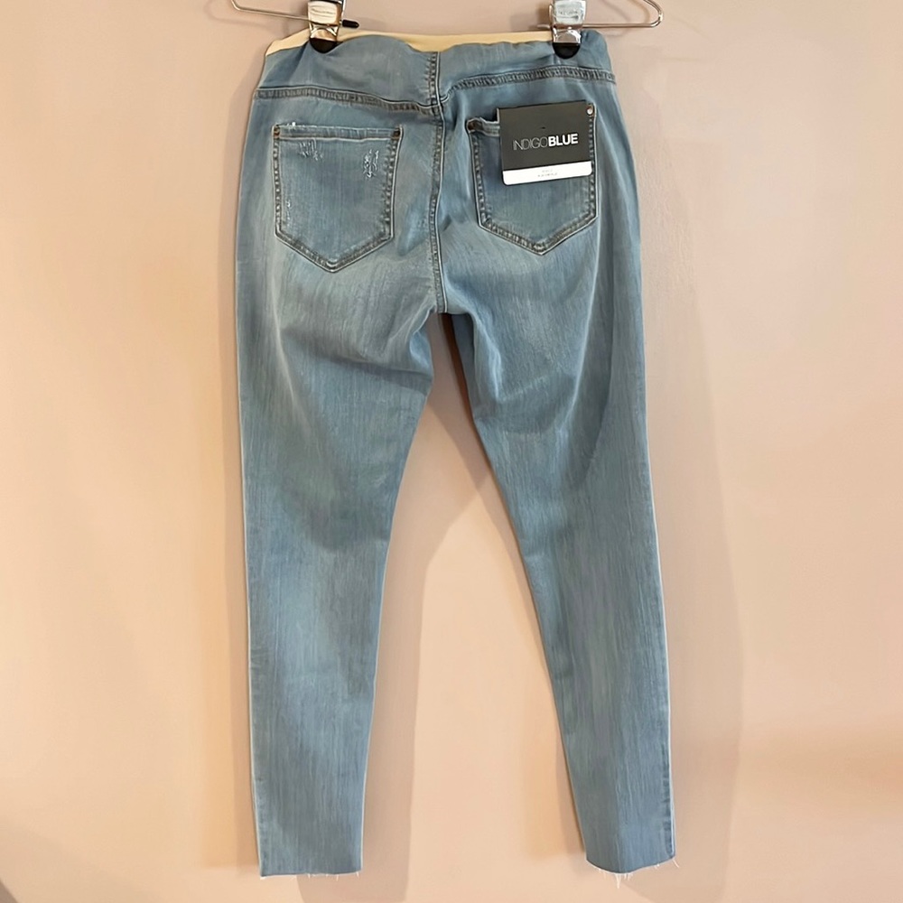 Indigo Blue Distressed Cropped Jeggings - Picture 7 of 10